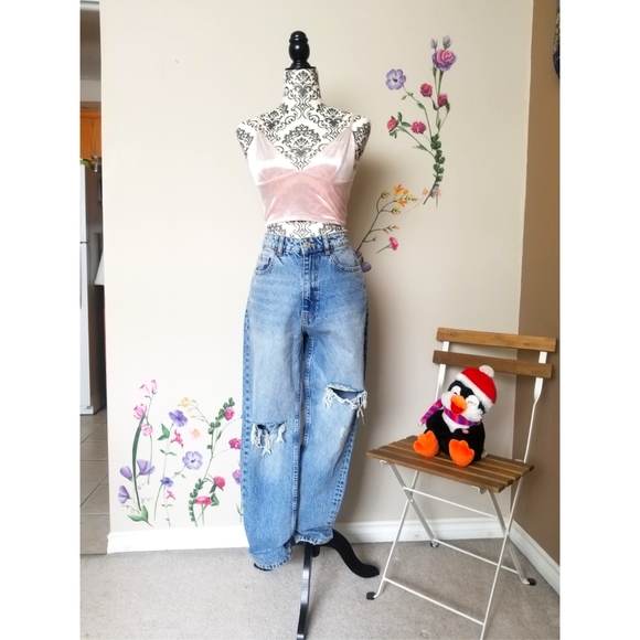 Zara Denim - Zara, relaxed, distressed, bootcut jeans, size 6